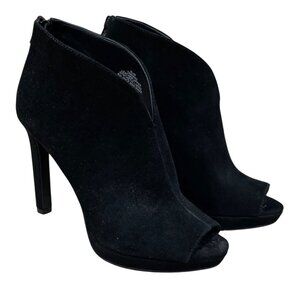 Nine West Tariano Peep Toe Shootie Bootie Black Suede 6.5M